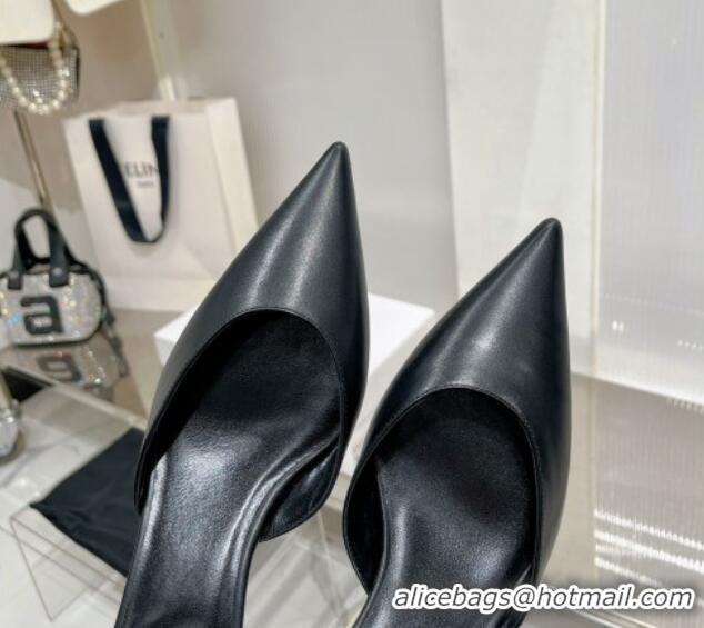 Perfect Celine Kitted Slingback Pumps 5cm with Strap Triomphe in Calfskin Black 103105