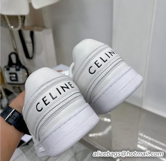 Pretty Style Celine Trainer Low Lace-up Sneakers in Calfskin Optic White 0103108