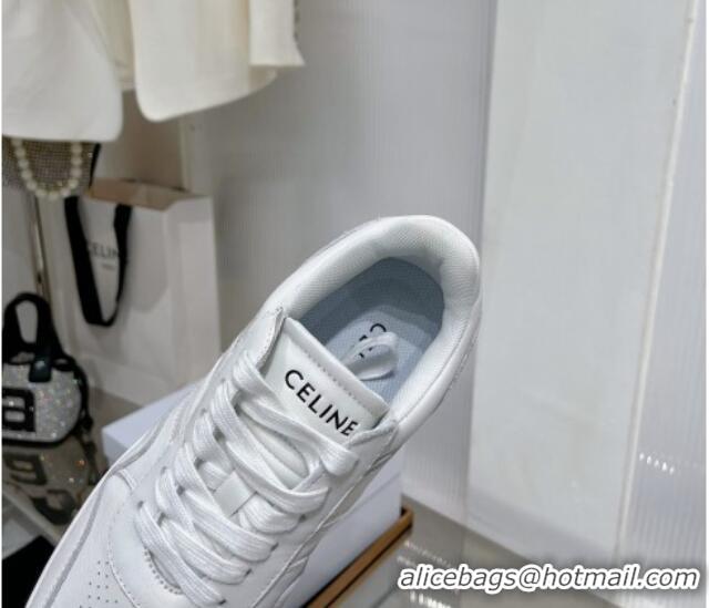 Pretty Style Celine Trainer Low Lace-up Sneakers in Calfskin Optic White 0103108