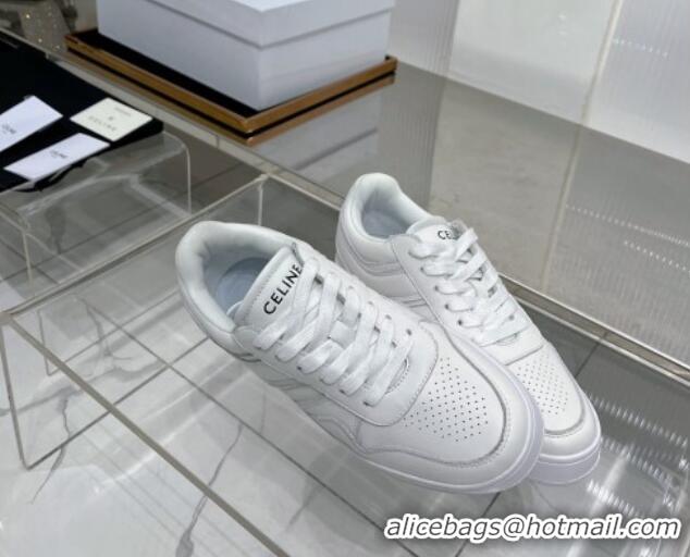 Pretty Style Celine Trainer Low Lace-up Sneakers in Calfskin Optic White 0103108