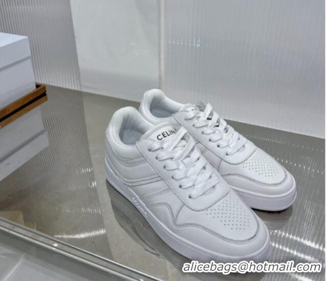 Pretty Style Celine Trainer Low Lace-up Sneakers in Calfskin Optic White 0103108