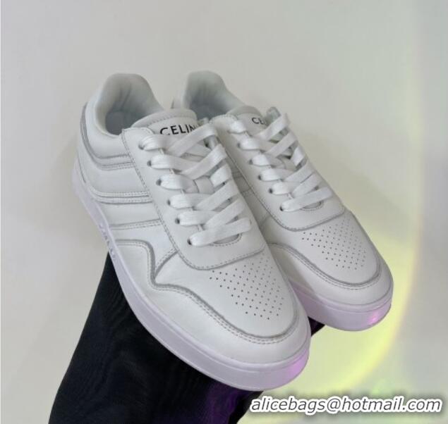 Pretty Style Celine Trainer Low Lace-up Sneakers in Calfskin Optic White 0103108