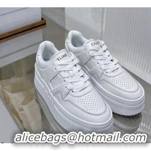 Grade Quality Celine CT-04 Trainer Platform Lace-up Sneakers 5.5cm in Calfskin White Leather 0103115