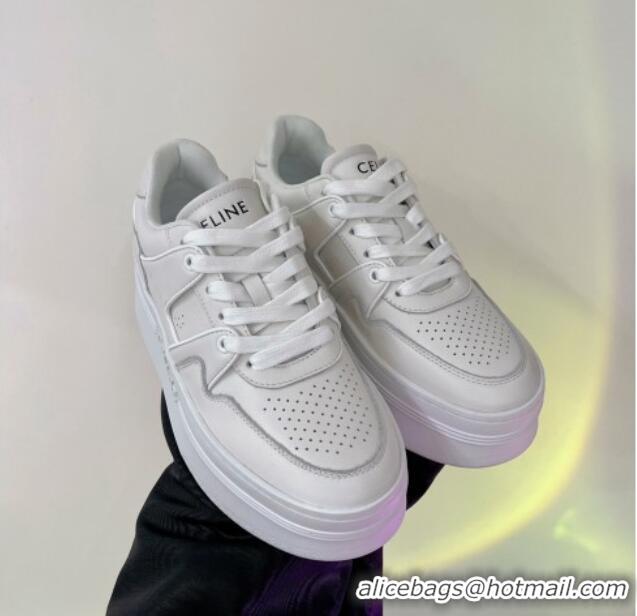 Grade Quality Celine CT-04 Trainer Platform Lace-up Sneakers 5.5cm in Calfskin White Leather 0103115