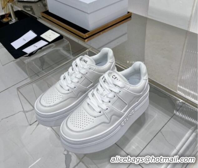 Grade Quality Celine CT-04 Trainer Platform Lace-up Sneakers 5.5cm in Calfskin White Leather 0103115