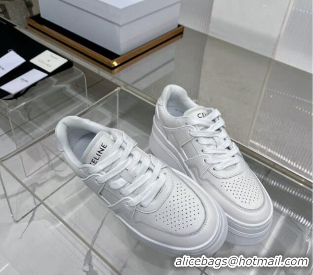 Grade Quality Celine CT-04 Trainer Platform Lace-up Sneakers 5.5cm in Calfskin White Leather 0103115