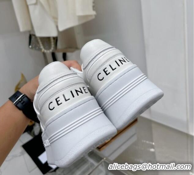 Grade Quality Celine CT-04 Trainer Platform Lace-up Sneakers 5.5cm in Calfskin White Leather 0103115