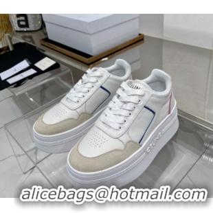 Best Grade Celine CT-10 Trainer Platform Lace-up Sneakers 5.5cm in Calfskin White/Grey 0103117