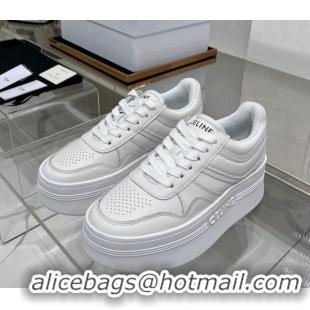 Low Price Celine Trainer Platform Lace-up Sneakers 5.5cm in Calfskin Leather Optic White 0103118