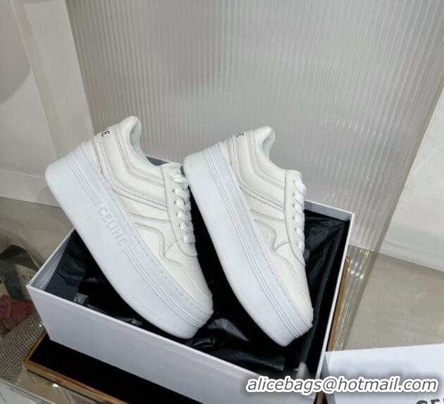 Low Price Celine Trainer Platform Lace-up Sneakers 5.5cm in Calfskin Leather Optic White 0103118