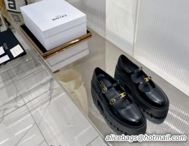 Purchase Celine Double Strap Mary Jane Loafers 5cm in Calfskin Black 0103120