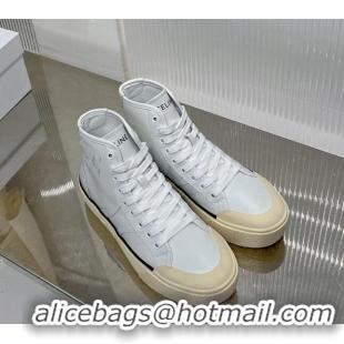 Low Price Celine AS-02 Mid Lace-up Alan Platform Sneakers 4cm with Triomphe Patch in Calfskin White/Beige 0103126