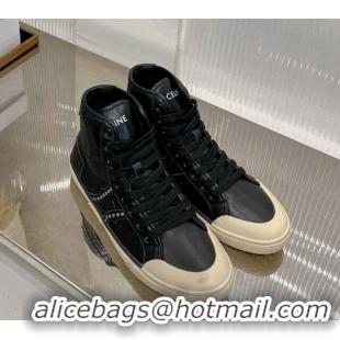 Trendy Design Celine AS-02 Mid Lace-up Alan Sneakers with Studs in Calf Leather Black/Beige 0103133