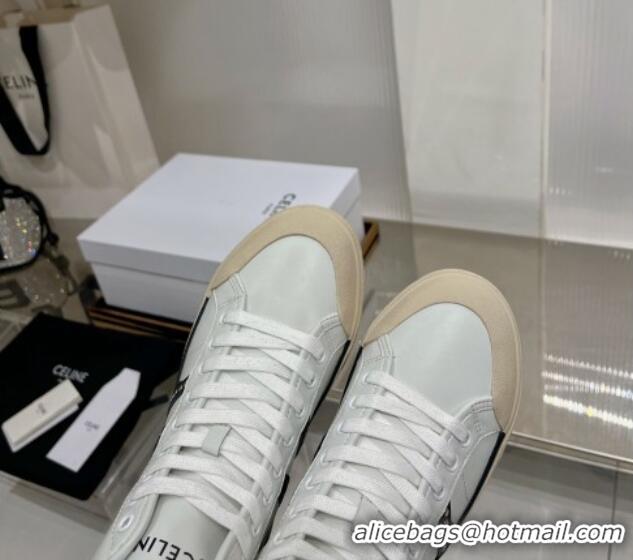 Durable Celine AS-02 Mid Lace-up Alan Sneakers with Studs in Calf Leather White/Black 0103134