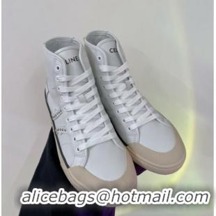 Affordable Price Celine AS-02 Mid Lace-up Alan Sneakers with Studs in Calf Leather White/Beige 0103135