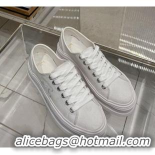 Best Quality Celine Jane Low Platform Sneakers 5cm in Canvas with Triomphe Patch White 103136