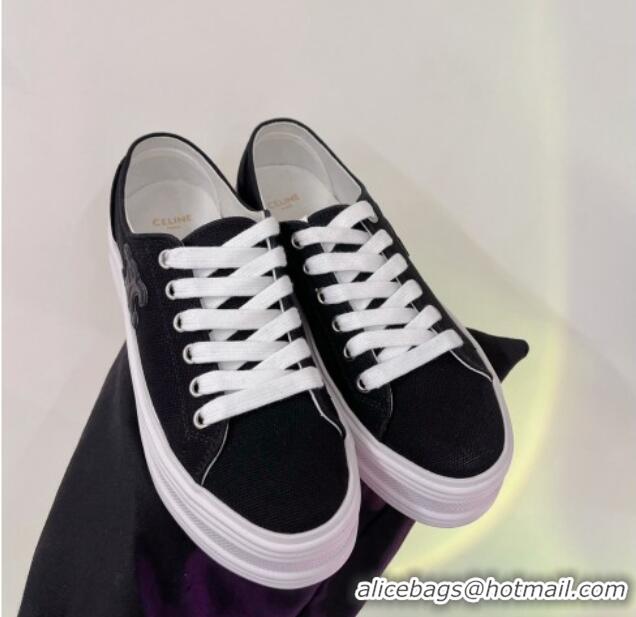 Low Price Celine Jane Low Platform Sneakers 5cm in Canvas with Triomphe Patch Black 0103137