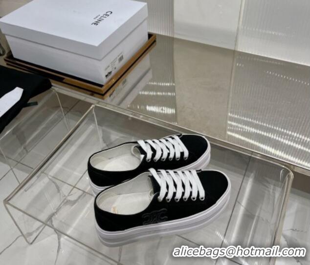 Low Price Celine Jane Low Platform Sneakers 5cm in Canvas with Triomphe Patch Black 0103137