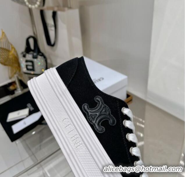 Low Price Celine Jane Low Platform Sneakers 5cm in Canvas with Triomphe Patch Black 0103137