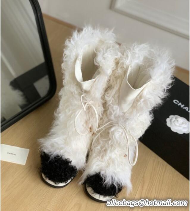 Unique Style Chanel Wool Short Boots White 108059