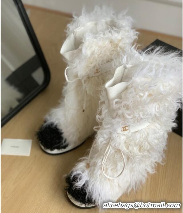 Unique Style Chanel Wool Short Boots White 108059