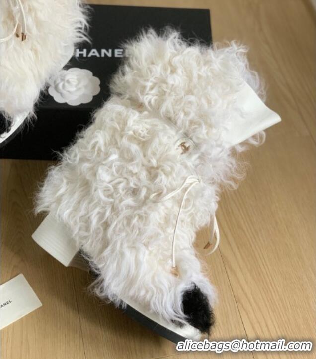 Unique Style Chanel Wool Short Boots White 108059