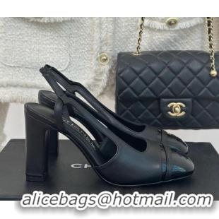 Grade Quality Chanel Calfskin Leather Slingback Pumps Black 108034