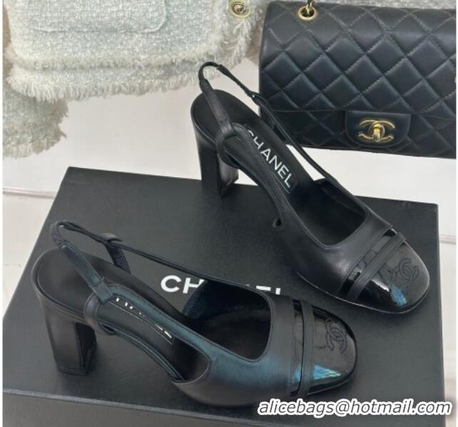 Grade Quality Chanel Calfskin Leather Slingback Pumps Black 108034