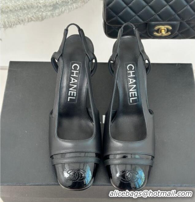 Grade Quality Chanel Calfskin Leather Slingback Pumps Black 108034