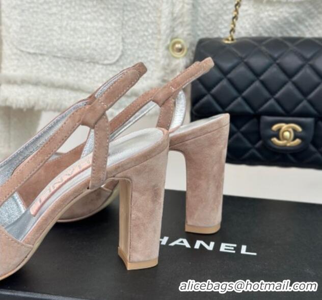 Cheap Price Chanel Suede & Metallic Calfskin Slingback Pumps Pink/Silver 108037