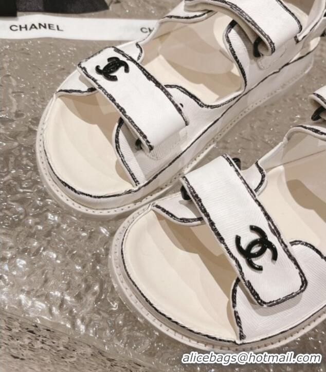 Unique Style Chanel Painted Strap Flat Sandals White/Black 108043