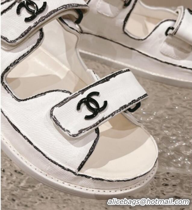 Unique Style Chanel Painted Strap Flat Sandals White/Black 108043