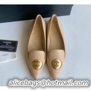 Buy Luxury Chanel Vintage Lambskin Ballet Flat Beige 109042