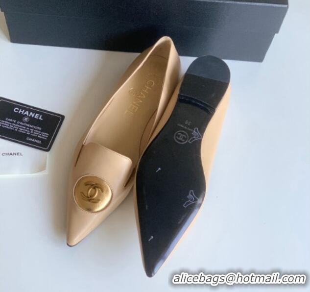 Buy Luxury Chanel Vintage Lambskin Ballet Flat Beige 109042