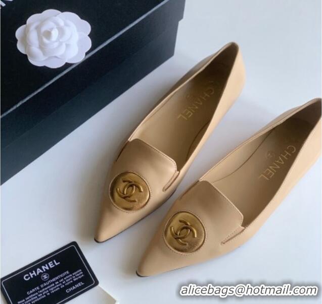 Buy Luxury Chanel Vintage Lambskin Ballet Flat Beige 109042