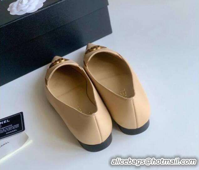 Buy Luxury Chanel Vintage Lambskin Ballet Flat Beige 109042