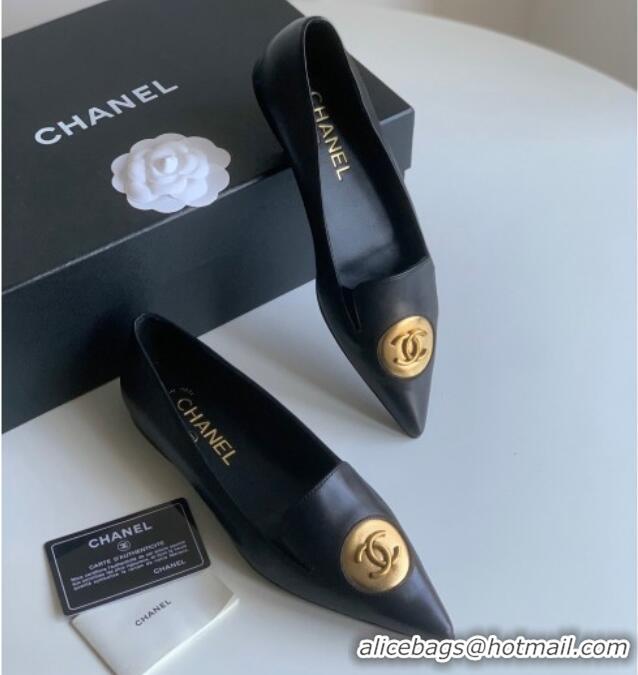 Good Quality Chanel Vintage Lambskin Ballet Flat Black 109043