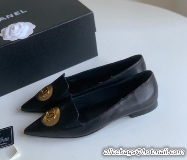 Good Quality Chanel Vintage Lambskin Ballet Flat Black 109043