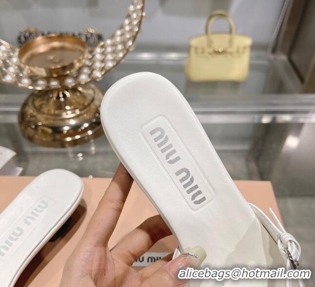 Unique Style Miu Miu Mordoré patent leather heel mules 3.5cm white 108066