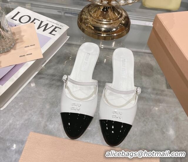 Unique Style Miu Miu Mordoré patent leather heel mules 3.5cm white 108066