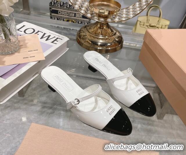 Unique Style Miu Miu Mordoré patent leather heel mules 3.5cm white 108066