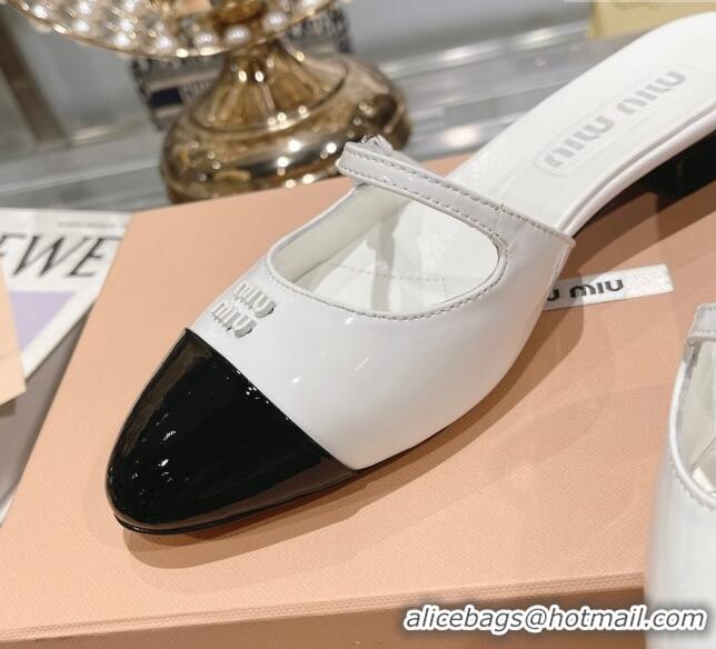 Unique Style Miu Miu Mordoré patent leather heel mules 3.5cm white 108066