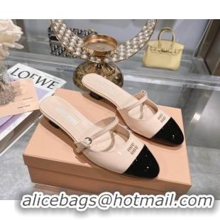 Low Price Miu Miu Mordoré patent leather heel mules 3.5cm nude pink 108067