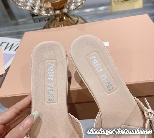 Low Price Miu Miu Mordoré patent leather heel mules 3.5cm nude pink 108067