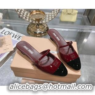 Best Product Miu Miu Mordoré patent leather heel mules 3.5cm burgundy 108069