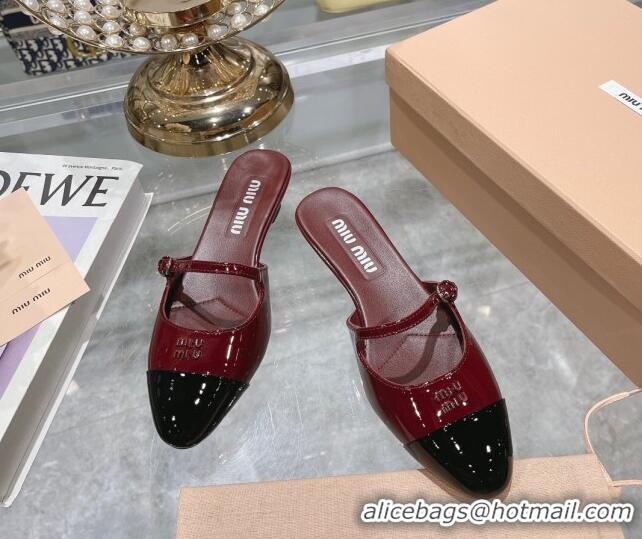 Best Product Miu Miu Mordoré patent leather heel mules 3.5cm burgundy 108069