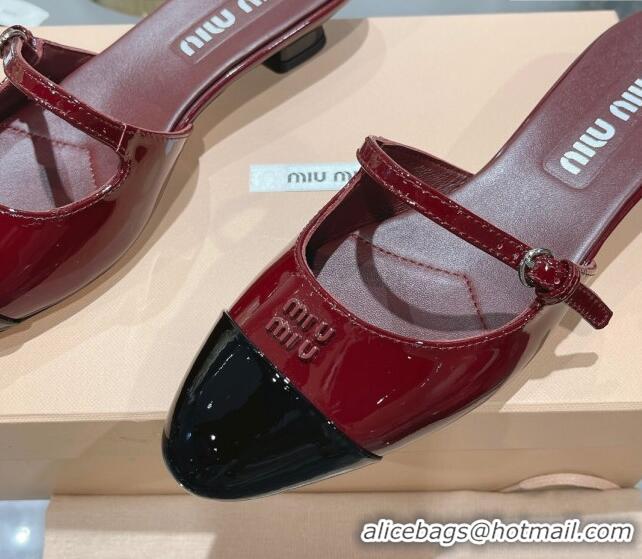 Best Product Miu Miu Mordoré patent leather heel mules 3.5cm burgundy 108069