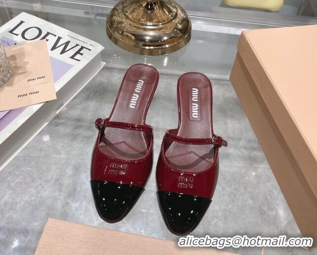 Best Product Miu Miu Mordoré patent leather heel mules 3.5cm burgundy 108069