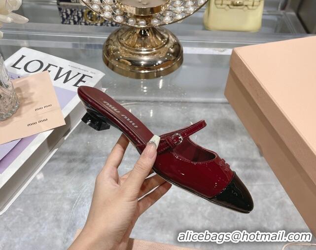 Best Product Miu Miu Mordoré patent leather heel mules 3.5cm burgundy 108069