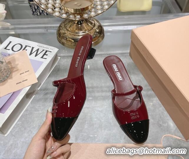 Best Product Miu Miu Mordoré patent leather heel mules 3.5cm burgundy 108069